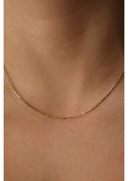 Çelik Ince Dikdörtgen Örme Zincir Kolye Kararmaz Minimal 1mm Unisex