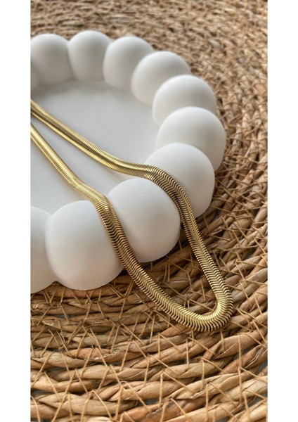 Çelik Kalın Yılan Kolye Balık Sırtı Yassı Zincir Kolye 5 mm Kararmaz 45 cm fiyatları