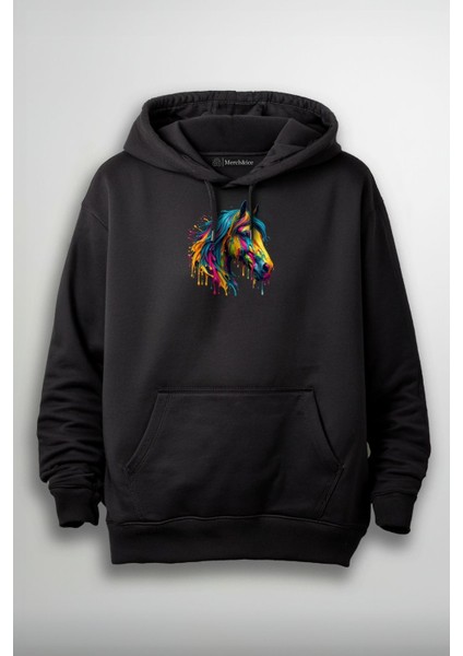 Renkli At Baskılı Unisex Sweatshirt