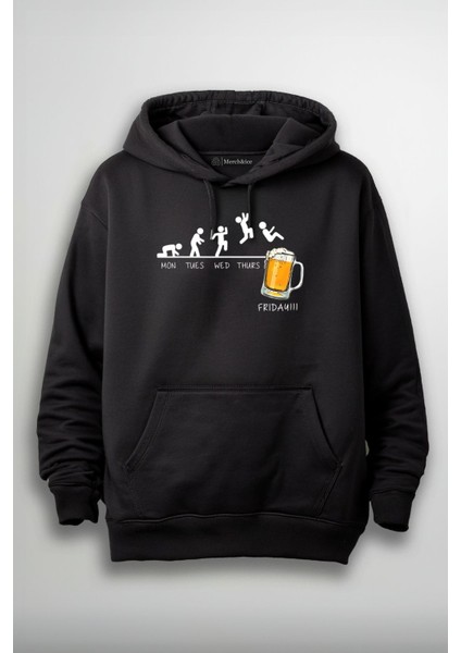 Monday Tuesday Wednesday Thursday Friday Beer Baskılı Unisex Hoodie