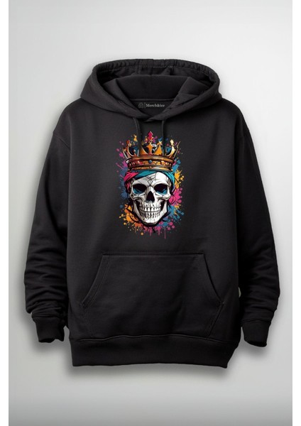 Renkli Iskelet Baskılı Unisex Sweatshirt