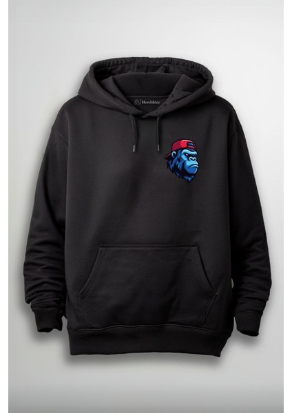 Kırmızı Şapkalı Mavi Maymun Baskılı Unisex Sweatshirt