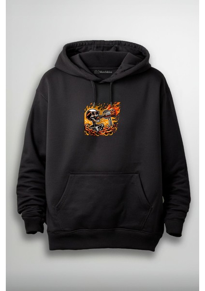 Alkolik Iskelet Baskılı Unisex Sweatshirt