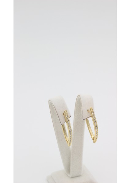 Xupıng Jewelry 14 Ayar Altın Kaplama, Üçgen Zirkon Taşlı Küpe