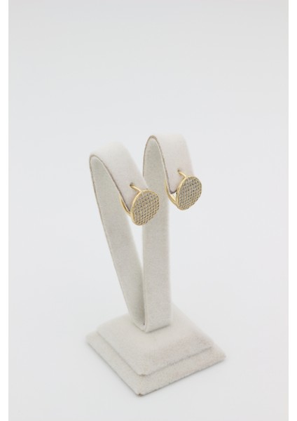 Xupıng Jewelry Yuvarlak Zirkon Taşlı Küpe
