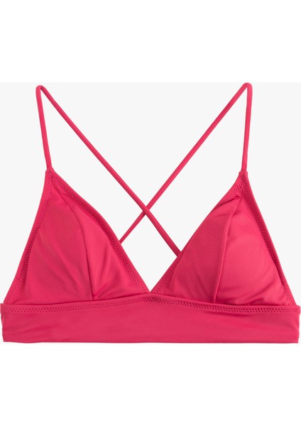Arkası Çapraz Bağlama Detaylı V Yaka Bralet Bikini Üstü
