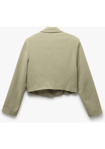 Viskon-Keten Karışımlı Klasik Kruvaze Crop Blazer Ceket fiyatları