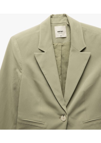 Viskon-Keten Karışımlı Klasik Kruvaze Crop Blazer Ceket modelleri