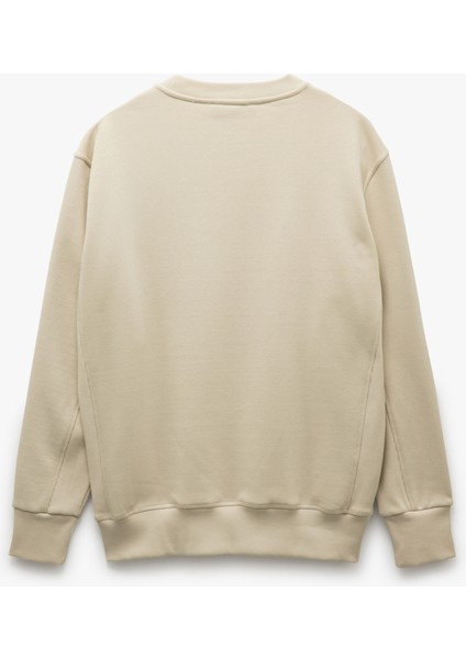 Bisiklet Yaka Dikiş Detaylı Şardonlu Pamuk Karışımlı Basic Sweatshirt fiyatları