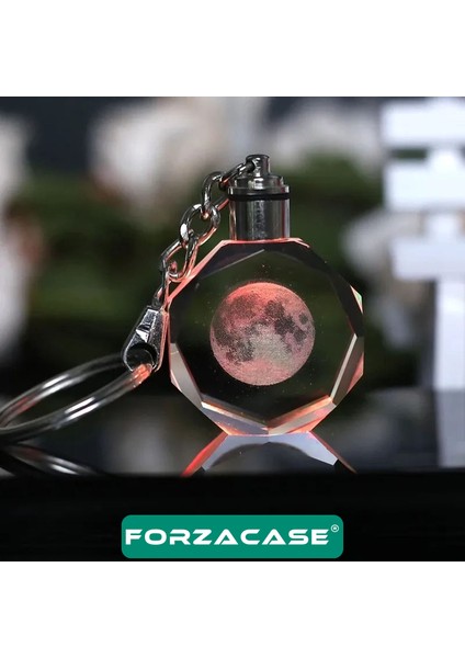 3D Kristal Dolunay Tasarımlı Renk Değiştiren Işıklı Araba Ev Anahtarlık - FC960 modelleri