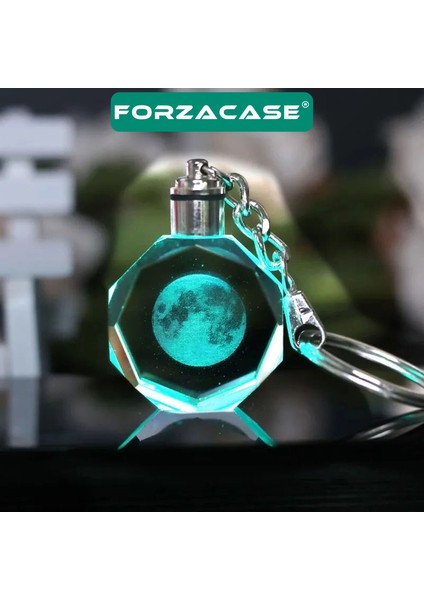 3D Kristal Dolunay Tasarımlı Renk Değiştiren Işıklı Araba Ev Anahtarlık - FC960 fırsatları