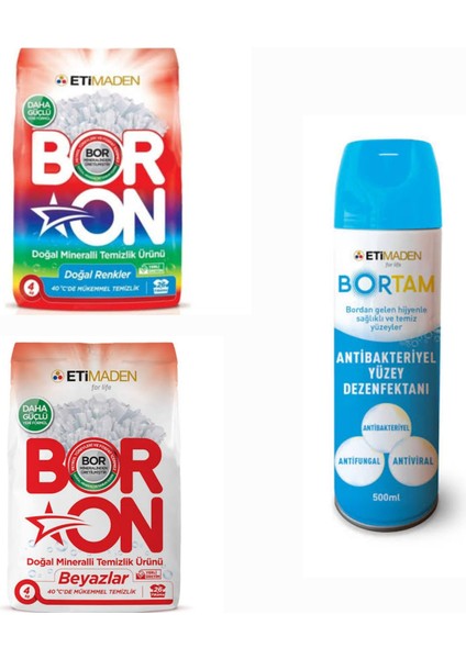 Boron Doğal Çamaşır Deterjanı Renkli Beyazlar İçin 52 Yıkama 8 kg + Bortam Dezenfektan