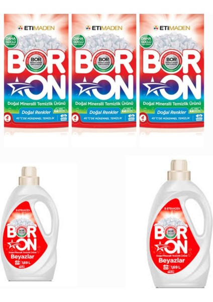 Boron Doğal Çamaşır Deterjanı Renkliler ve Beyazlar İçintoz ve Sıvı Form 130 Yıkama