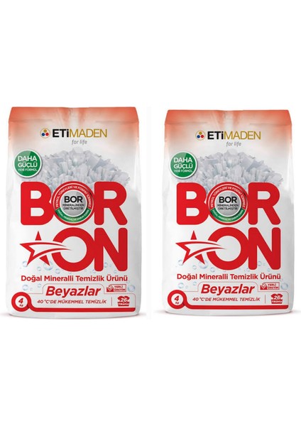 Doğal Mineralli Boron Beyazlar İçin Toz Deterjan 8 kg 52 Yıkama
