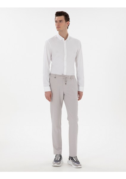 Erkek Beyaz Slim Fit Çizgili Uzun Kollu Gömlek 50301583-VR013 fırsatları