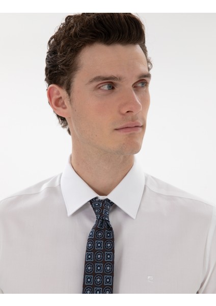 Erkek Beyaz Slim Fit Uzun Kollu Klasik Gömlek 50305127-VR013