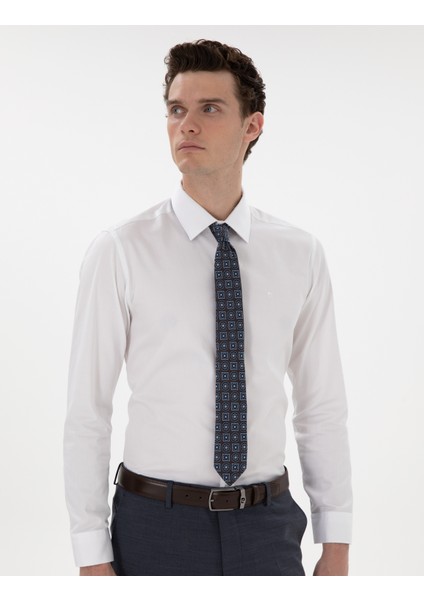 Erkek Beyaz Slim Fit Uzun Kollu Klasik Gömlek 50305127-VR013