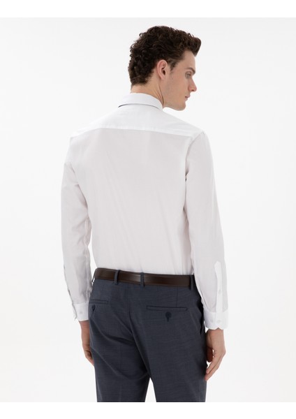 Erkek Beyaz Slim Fit Uzun Kollu Klasik Gömlek 50305127-VR013