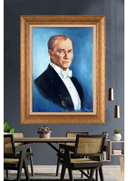 Altın Çerçeveli Paspartulu Atatürk Tablo ZC487