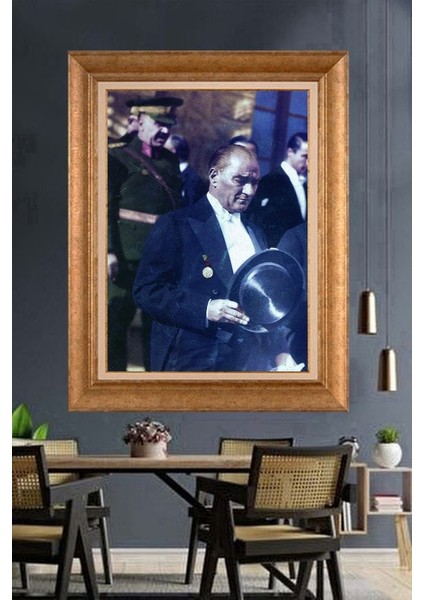 Altın Çerçeveli Paspartulu Atatürk Tablo ZC643