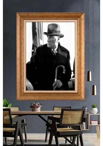 Altın Çerçeveli Paspartulu Atatürk Tablo ZC105