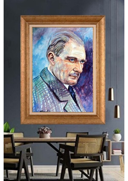 Altın Çerçeveli Paspartulu Atatürk Tablo ZC854