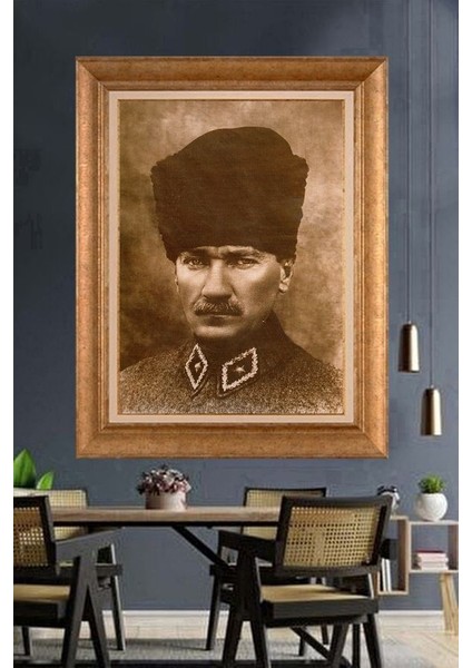 Altın Çerçeveli Paspartulu Atatürk Tablo ZC47
