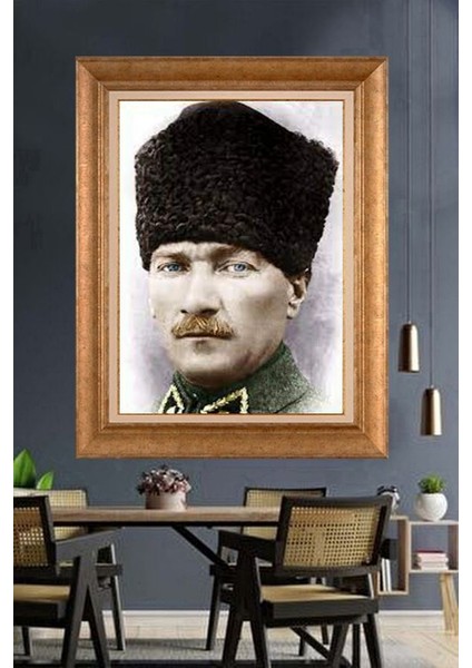 Altın Çerçeveli Paspartulu Atatürk Tablo ZC32