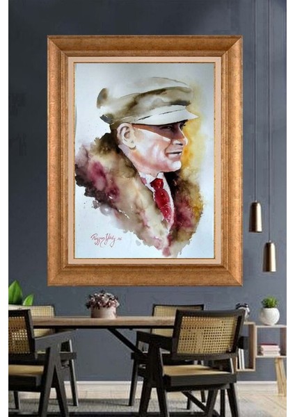 Altın Çerçeveli Paspartulu Atatürk Tablo ZC69