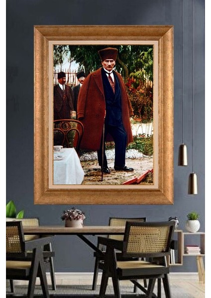 Altın Çerçeveli Paspartulu Atatürk Tablo ZC258