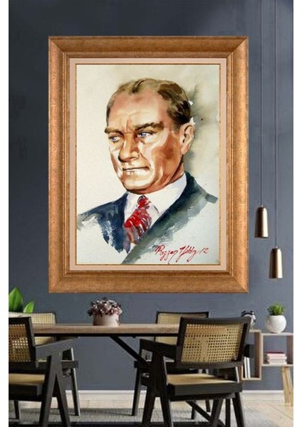 Altın Çerçeveli Paspartulu Atatürk Tablo ZC89