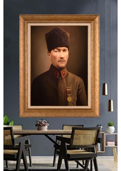 Altın Çerçeveli Paspartulu Atatürk Tablo ZC324