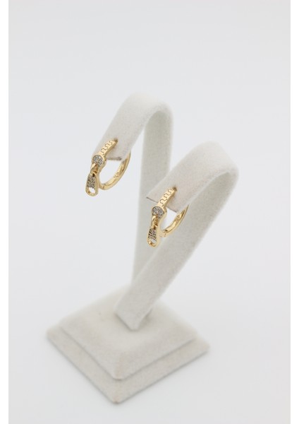 Xupıng Jewelry 14 Ayar Altın Kaplama,halka Fermuar Zirkon Taşlı Küpe modelleri