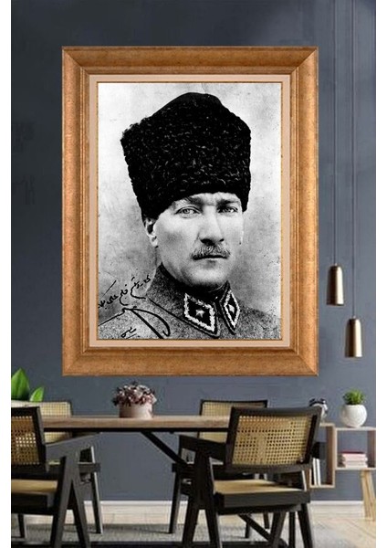 Altın Çerçeveli Paspartulu Atatürk Tablo ZC128