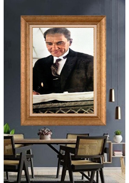 Altın Çerçeveli Paspartulu Atatürk Tablo ZC133