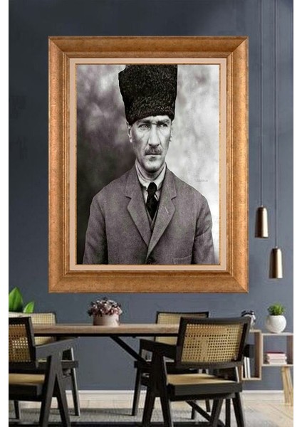 Altın Çerçeveli Paspartulu Atatürk Tablo ZC159