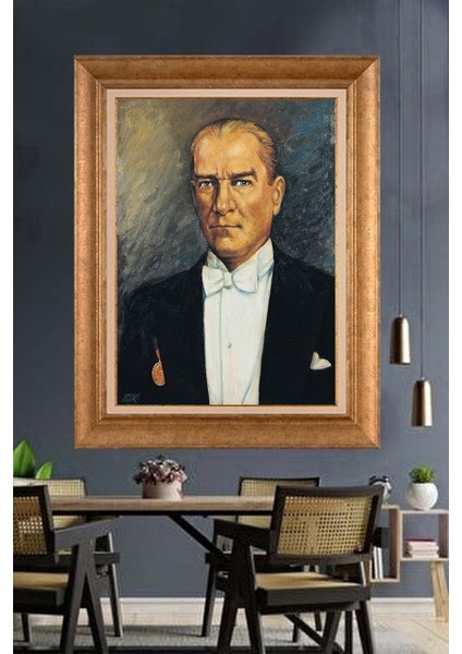 Altın Çerçeveli Paspartulu Atatürk Tablo ZC356