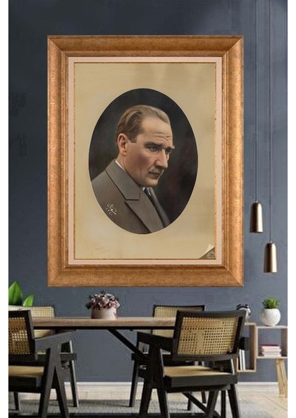 Altın Çerçeveli Paspartulu Atatürk Tablo ZC784