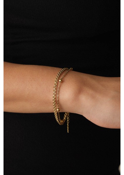 By Florya Jewelry Çelik 2'li Kombin Toplu ve Örme Zincir Bileklik Kararmaz 17+4 cm & 21 cm Günlük Kullanıma Uygun indirimleri