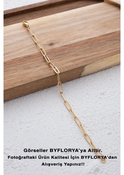 By Florya Jewelry Ataç Oval Halka Zincir Bileklik Günlük Kullanıma Uygun Kablo Zincir Bileklik fiyatları