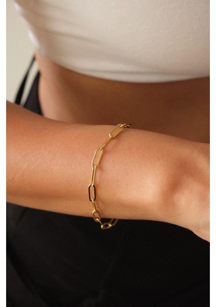 By Florya Jewelry Ataç Oval Halka Zincir Bileklik Günlük Kullanıma Uygun Kablo Zincir Bileklik fırsatları