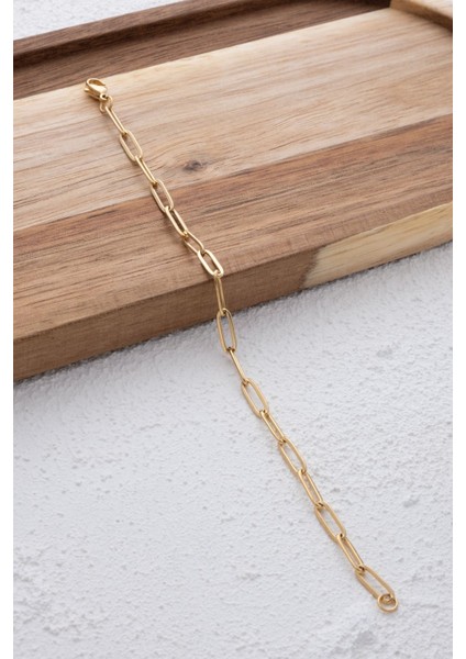 By Florya Jewelry Ataç Oval Halka Zincir Bileklik Günlük Kullanıma Uygun Kablo Zincir Bileklik indirimleri