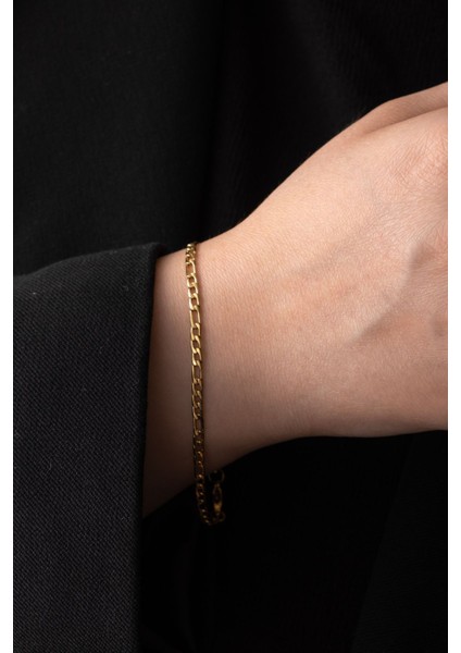 By Florya Jewelry Çelik İnce Figaro Zincir Bileklik Kararmaz 3 mm Unisex 18 cm-21 cm modelleri