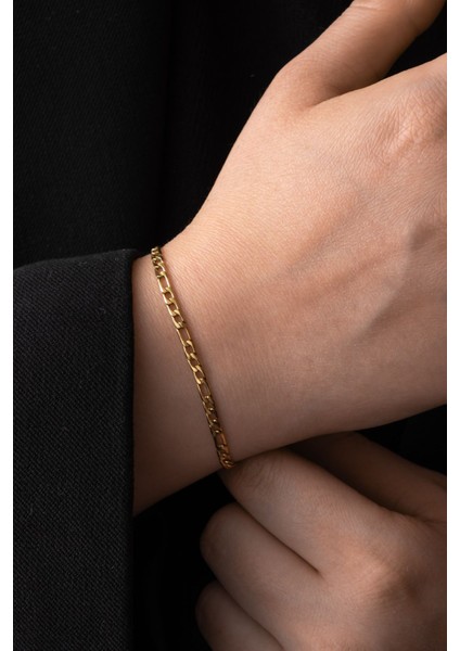 By Florya Jewelry Çelik İnce Figaro Zincir Bileklik Kararmaz 3 mm Unisex 18 cm-21 cm indirimleri