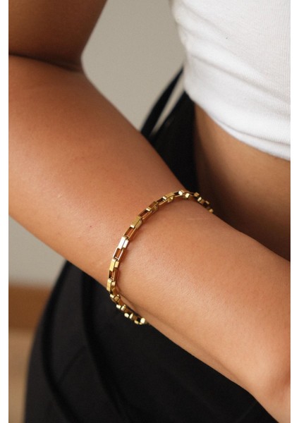 By Florya Jewelry Çelik Dikdörtgen Zincir Bileklik Kararmaz 3 mm 18 cm-21 cm fiyatları