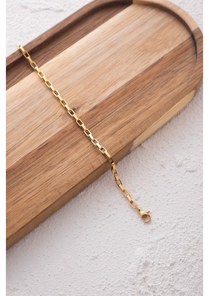 By Florya Jewelry Çelik Dikdörtgen Zincir Bileklik Kararmaz 3 mm 18 cm-21 cm modelleri