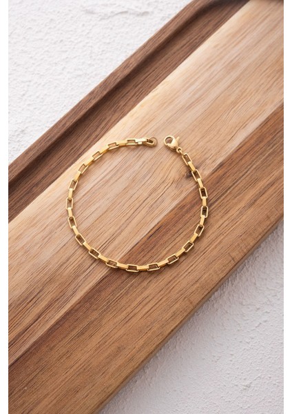By Florya Jewelry Çelik Dikdörtgen Zincir Bileklik Kararmaz 3 mm 18 cm-21 cm indirimleri