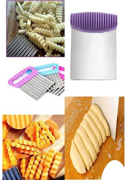 Desen Saplı Spatula Hamur Kesici + Şekilli Patates Cips Kesici Ve Sebze Meyve Doğrayıcı