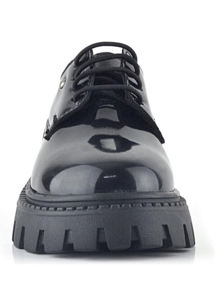 Siyah Rugan Bağcıklı Metal Detaylı Kız Çocuk Oxford Günlük Ayakkabı fırsatları