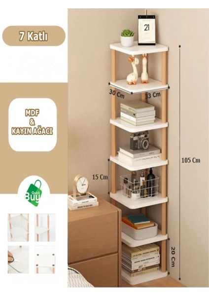 Modern Dikey Kitaplık, 7 Bölmeli Dekoratif Kitap Rafı, Ayakkabı Organizer, Çok Amaçlı Raf fiyatları